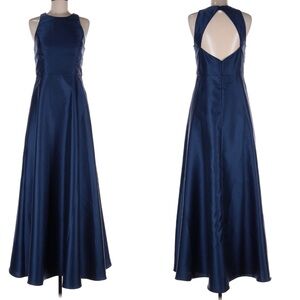 ALFRED SUNG Midnight Blue Backless Dress